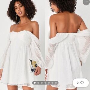 BNWT Lulu’s Off Shoulder Mini Dress Eyelet XS